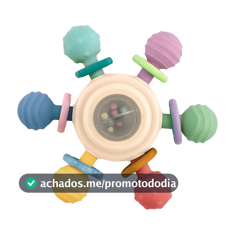 Mordedor Colorido Bebe Chocalho Divertido Buba Com Ventosa +4meses