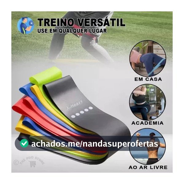 Kit 5 Faixa Elastica Treino Ginastica Pilates E Fisioterapia