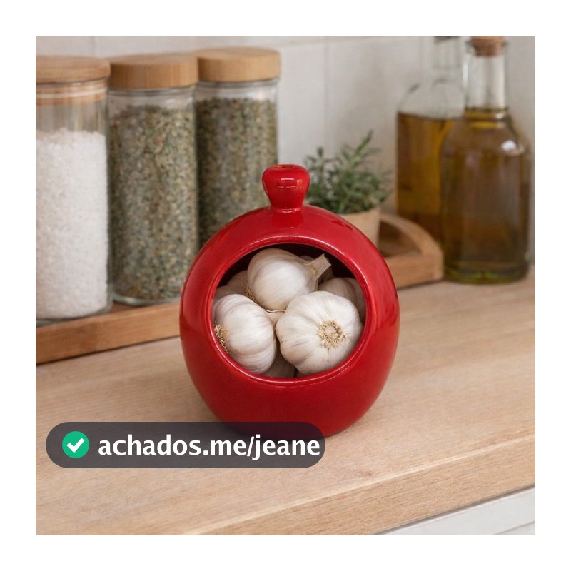 Porta Alho Pote Cerâmica Cozinha