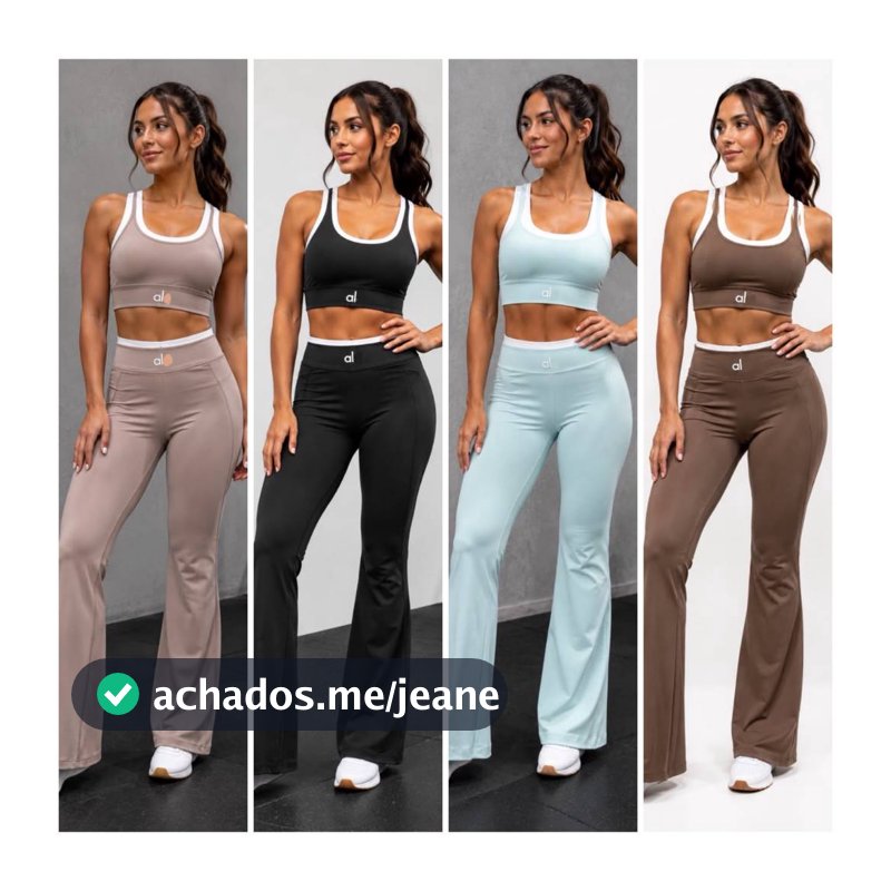 Conjunto Fitness Feminino Canelado Calça Flare Bailarina E Top Corpete Roupa MN2600 MT26136