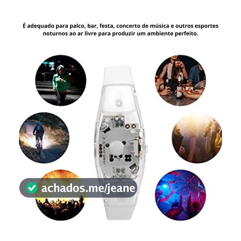 KIT 20 Unidades Pulseiras LED Que Pisca e Brilha ao Som Com Material de Silicone Festas e Eventos