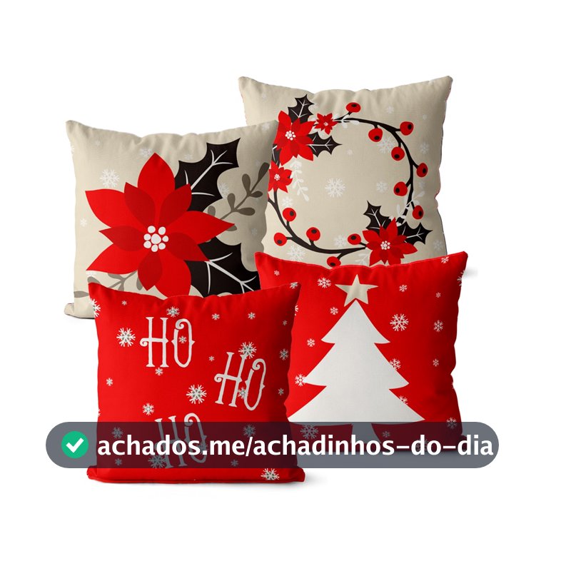 Kit 4 Capas De Almofadas Para O Natal 45x45 - Diversas Estampas de Natal