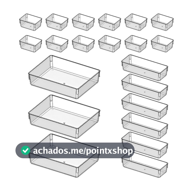 Kit de Organizadores Acrílico Cristal Modular Para Geladeiras Gavetas Armários e Maquiagens
