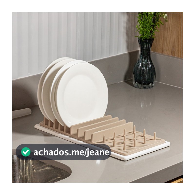 Escorredor de Pratos 37cm Pedra Diatomita Bege Lyor Absorvente para Louças Copos Utensílios Pia Cozinha Organizada