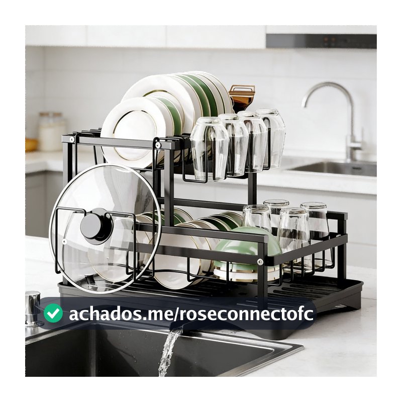 Escorredor de Louças Rack Aço Carbono Organizador Preto