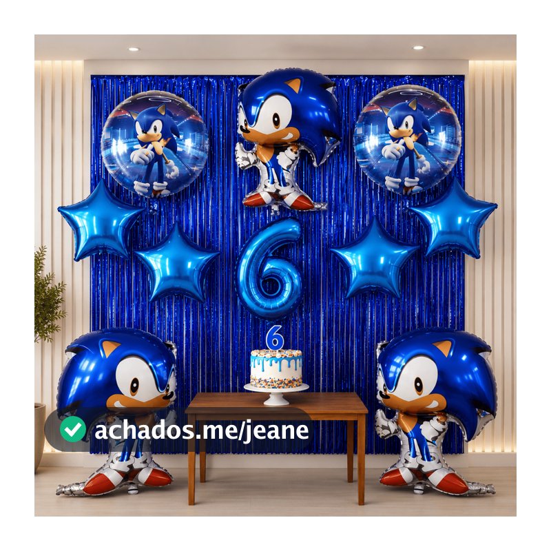 Kit Festa Sonic Completo Balões Decorativos + Número da Idade à Escolha Aniversário