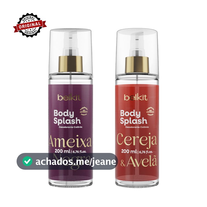 Kit 2 Body Splash Ameixa Negra, Maracujá, ou Uva Merlot Cereja 200ml BELKIT Alta Projeção e Fixação