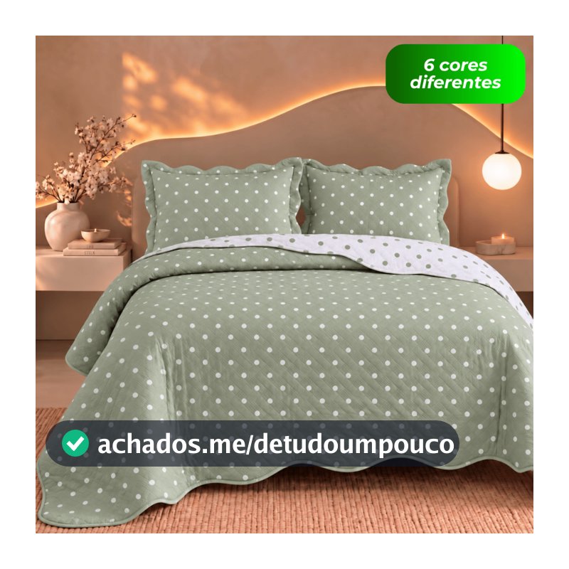 Kit Colcha Cobre Leito Queen Poá Dupla Face Matelado Microfibra 3 Peças Cama Box Porta Travesseiros
