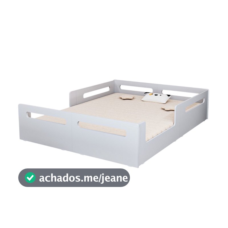 Cama Montessoriana Infantil Branca Casal Grade De Proteção Para Quarto de Criança