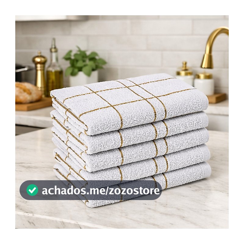 Kit 03 a 10 Toalha de Louça Pano de Prato Branco Xadrez Grande 100% Algodão Alta Absorção Laune Haus