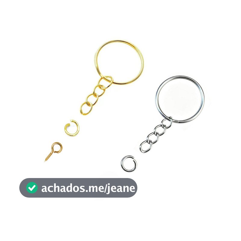 Kit Chaveiro 25mm - 30-200 Pçs - Dourado/Prata - c/ Argola + Pitão (opcional) - DIY