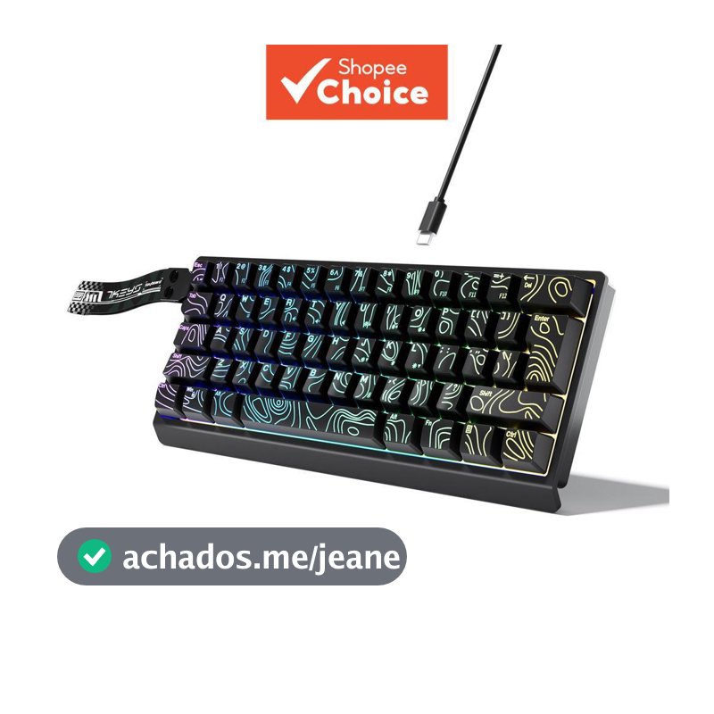 Teclado para jogos com fio retroiluminado RGB, compacto 60%, 61 teclas, G61-5, teclado ergonômico com conexão USB Tipo-C