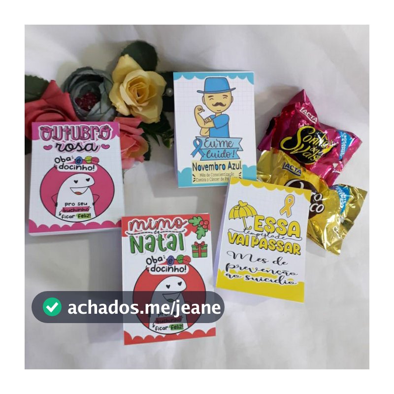 Etiqueta, Porta Bombom, Setembro Amarelo, Outubro Rosa, Novembro azul e Natal 20x5,5cm (apenas tag)