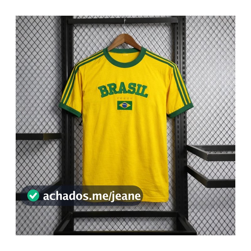Camisa Bandeira do Brasil Bordada Torcedor Premium de Algodão