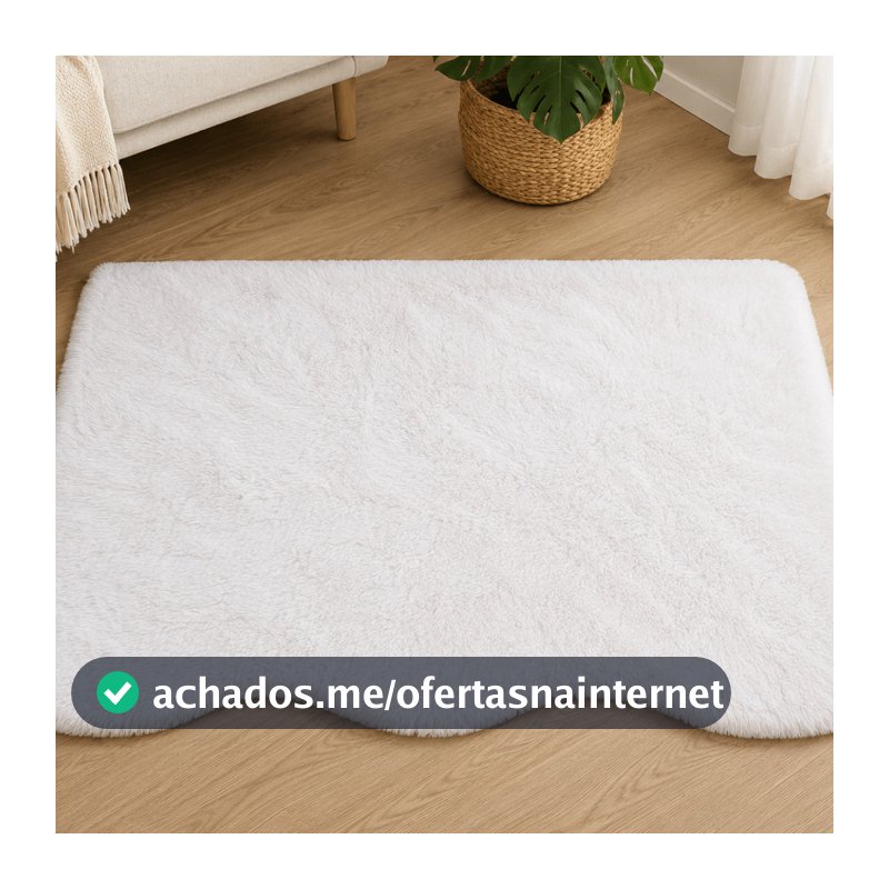 Tapete Pelúcia Premium Formato Orgânico Antiderrapante 60x90cm Toque Macio Pelo de Coelho Quarto