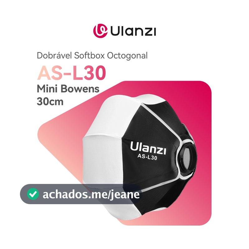 ULANZI AS-L30 Dobrável Softbox Octogonal Mini Bowens 30cm– Difusor Soft Light e Bola Suavizadora Portátil