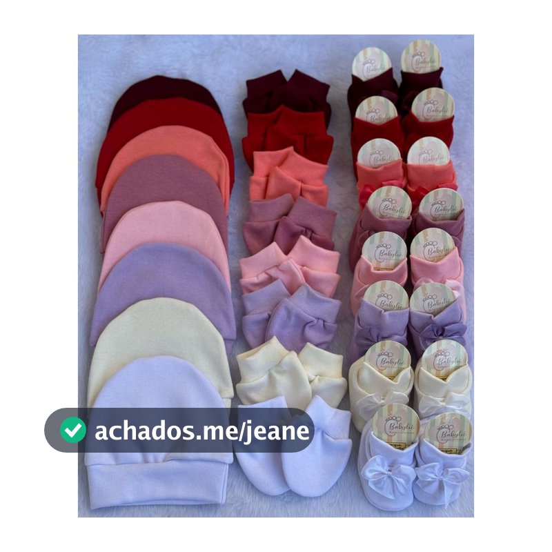 Kit 8 Toucas 8 Pares de Luva 8 Pares de Sapatinho Bebê Recem Nascido MENINA em Algodão