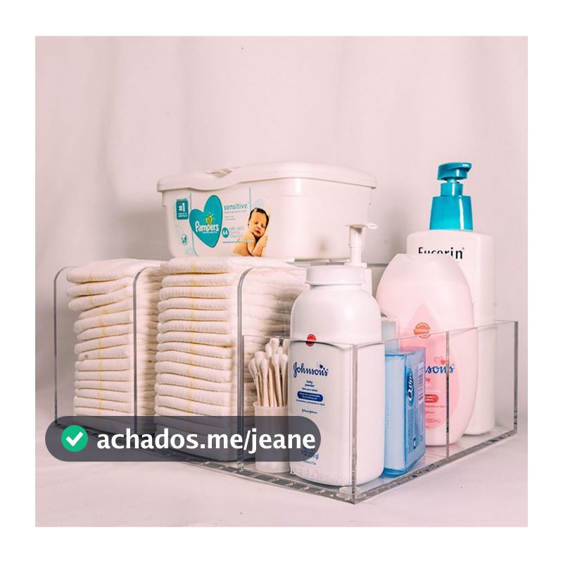 Organizador de Acrílico Porta Fraldas, Cremes, Pomadas, Lenços Maternidade Bebê com Divisórias
