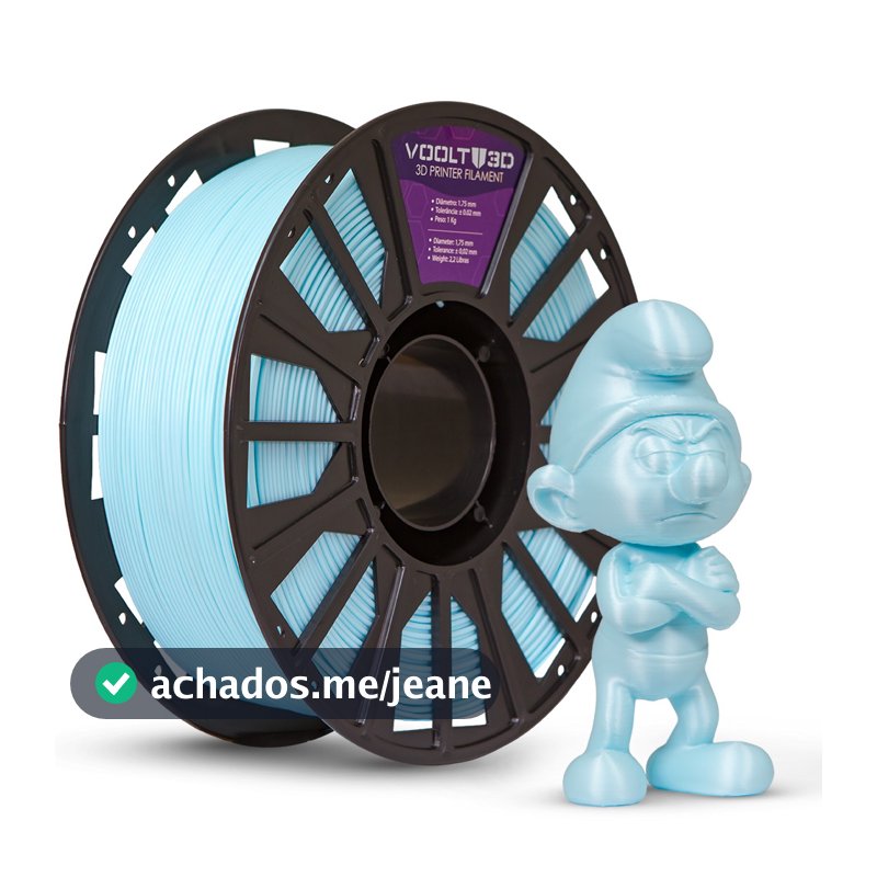 Filamento PLA Azul Macaron Velvet Voolt3D 1Kg 1,75mm Tom Pastel Matte Para Impressora 3D FDM