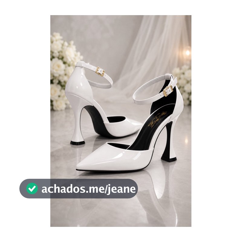 Scarpin Feminino Verniz Salto taça-9cm com Tira no Tornozelo