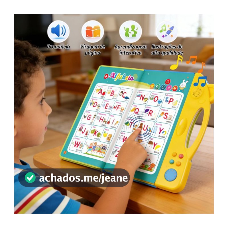 Livro Interativo com Som Infantil Bilíngue Português Inglês Multi Temas Toque Educativo Aprendizagem