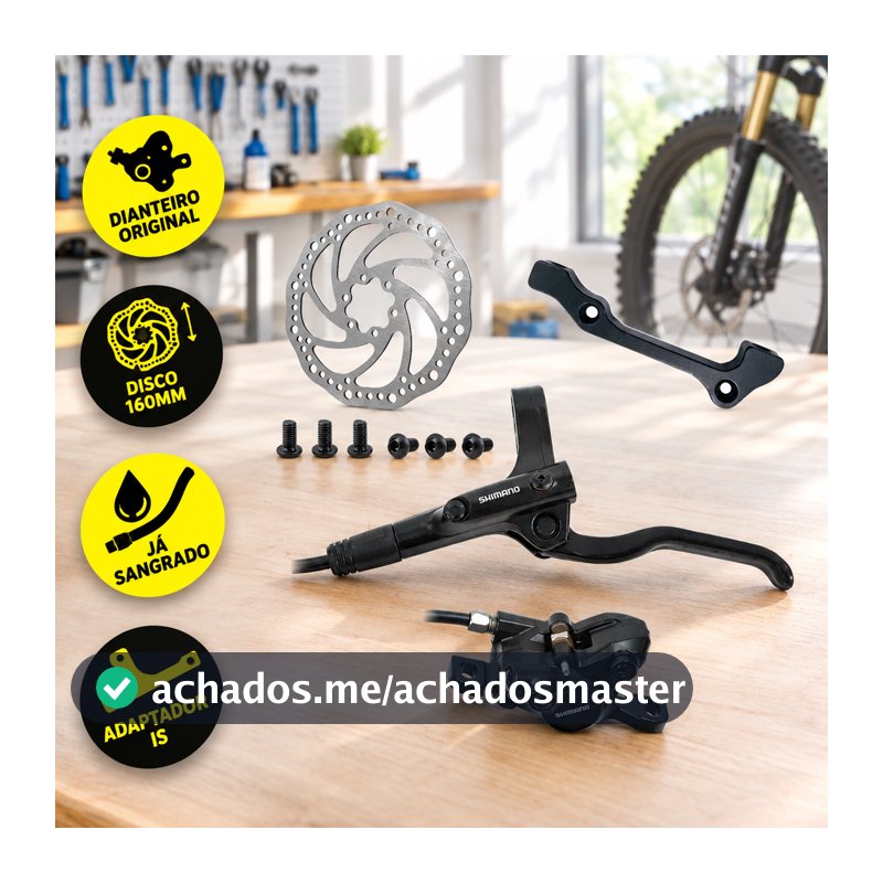Kit Freio Disco Hidráulico Shimano Mt200 Dianteiro Sangrado Disco e Adaptador