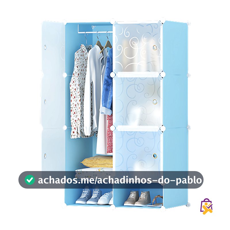 Organizador de Roupas Suspenso em Material PP com Um Andar para Sapatos Azul Portatil