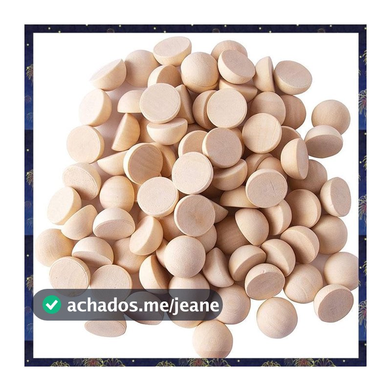100 Peças 20mm Meia Contas De Madeira , Bolas Redondas Naturais Divididas Inacabadas Soltas Para Artesanato DIY Natal