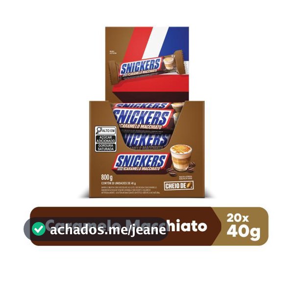 Chocolate Snickers Caramelo Macchiato 20 Unidades de 40g