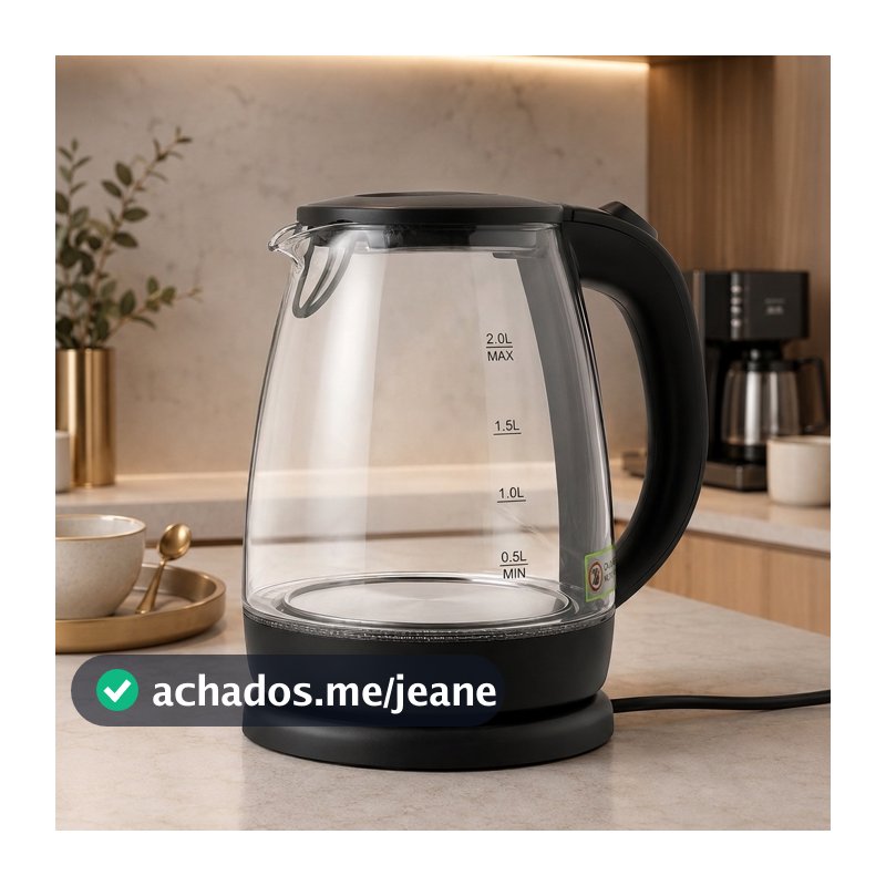 Chaleira Elétrica Jarra 1.8L Café Chá Inox 110v Vidro