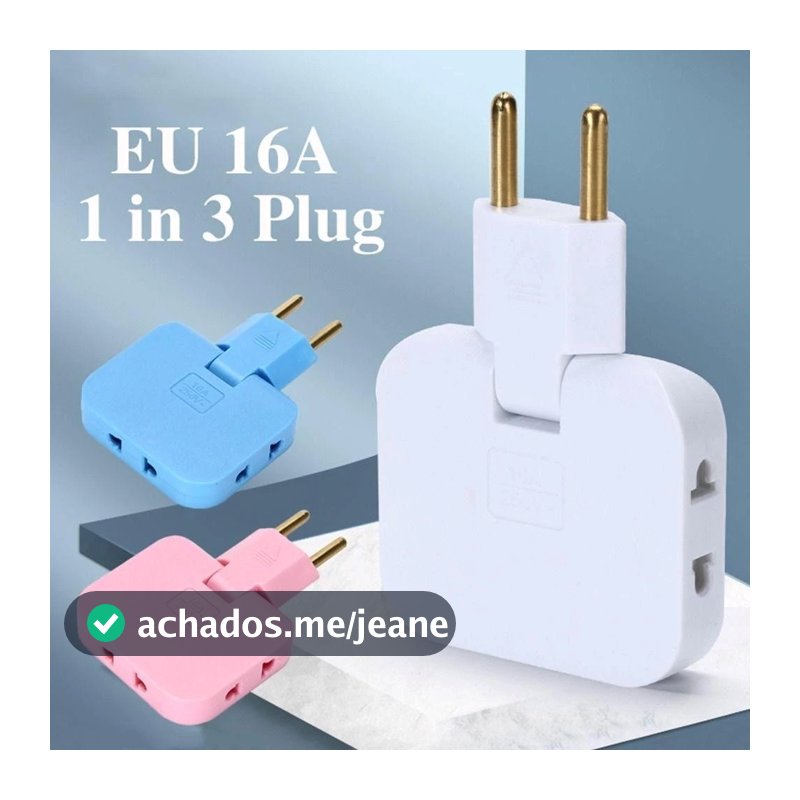 Pino Adaptador Tomada 16A Articulado Flexível Dobrável Prático com 3 Saídas