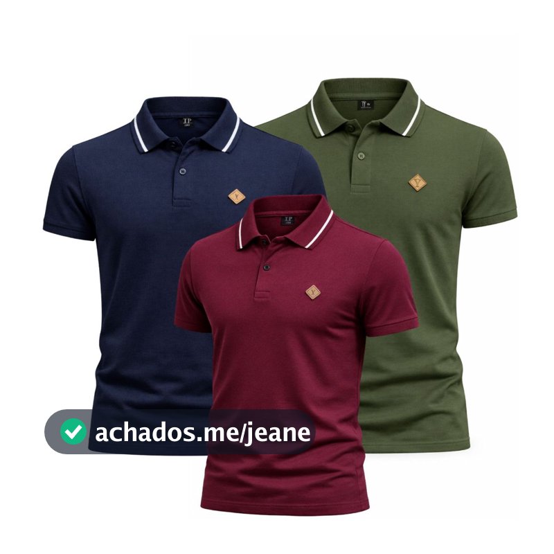 Kit 3 Camiseta Gola Polo Masculina 100% Algodão Basica Para Homem P ao GG