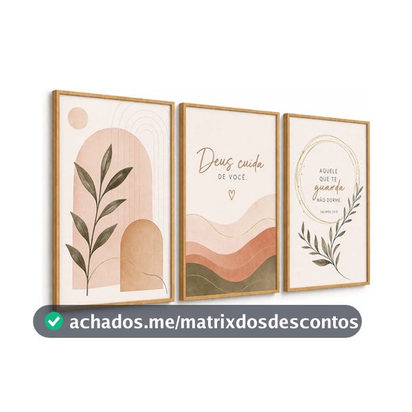Quadros Decorativos Deus Cuida Salmos 3 Peças