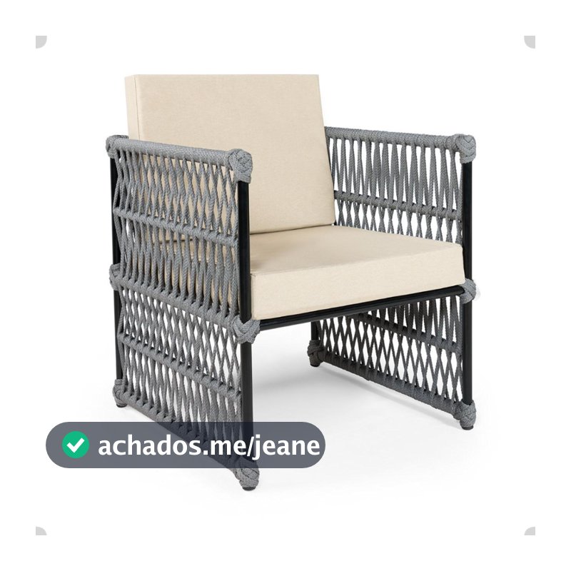 Poltrona Elegante Artesanal Corda Náutica Ferro Resistente Jardim Impermeável Varanda Luxo Holanda