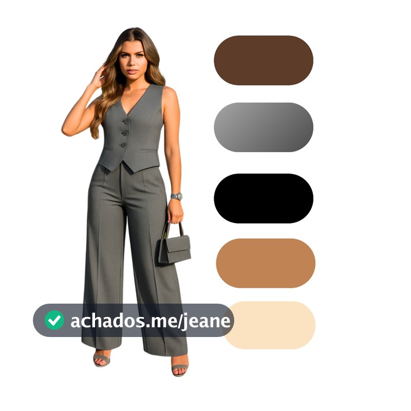 CONJUNTO EN ALFAIATARIA FEMININO COLETE E CALÇA SOCIAL