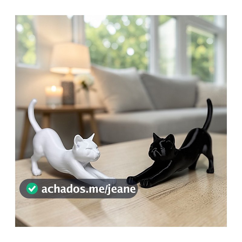 Kit 2 Gatos Decorativos Minimalistas Escultura Decoração Moderna Quarto Sala Escritorio Presentes