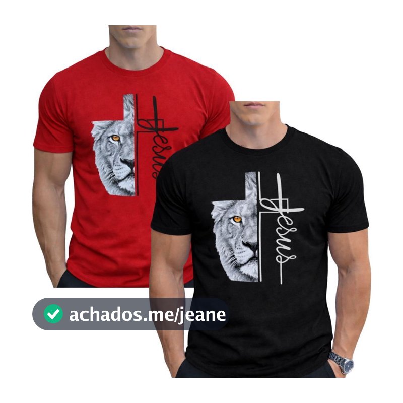 Kit 2 Camisetas Camisa Masculina Leão de Judá Jesus Premium Algodão Estampada Cristã