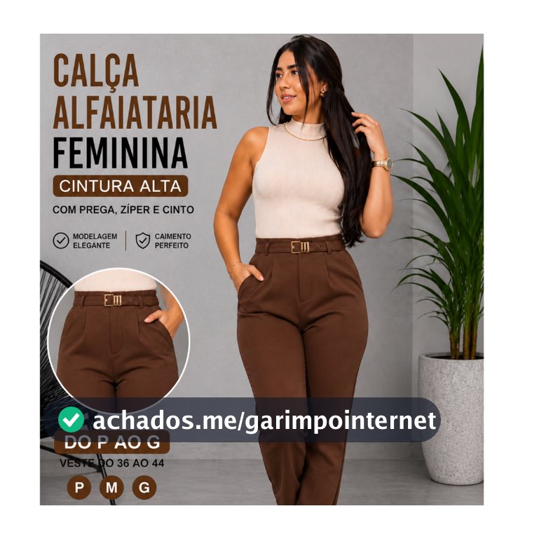 Calça Social Alfaiataria Feminina Zara Premium com Cinto | Cintura Alta, Elegante, Tendência Moda