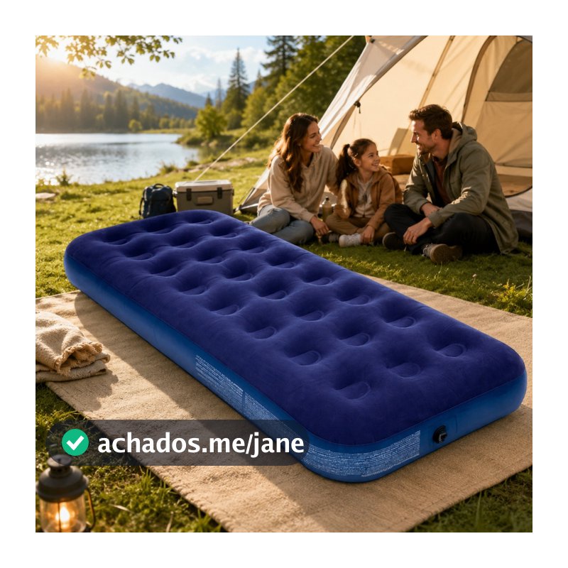 Colchão Inflável Solteiro Aveli 191x73x22 Camping Praia Visita Cama De Ar Portátil Resistente Azul