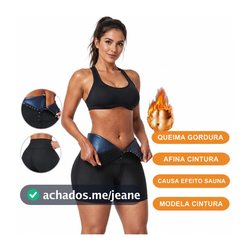 Bermuda Short Modelador Efeito Sauna Queima Gordura Afina Cintura Cinta