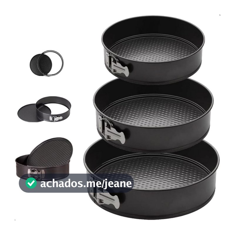 Kit 3 Formas com Fundo Removível Antiaderente com Fundo Removível para torta Bolo