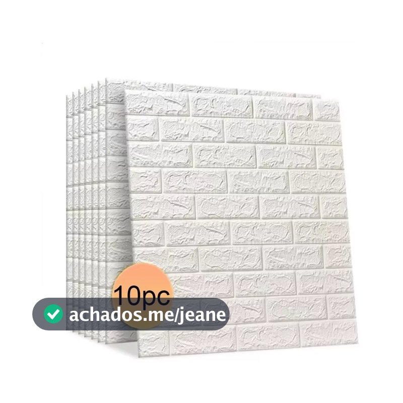 KIT 10/20 Papel de Parede 3D Tijolo Branco  Placas Auto Adesiva 70x77cm