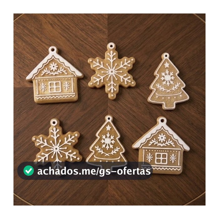 Kit Enfeites Árvore de Natal Estilo Biscoito - Casinha, Estrela, Árvore - Decoração Natal Criativa