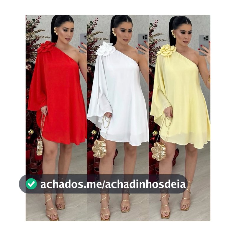 Vestido Feminino Macaquinho Elegante Flor no Ombro Casual Tendência