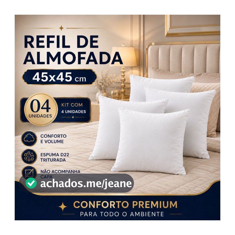 Kit 4 Almofadas Sofá Enchimento Almofada Espuma 45x45cm Almofadas para Sofá Refil Enchimento