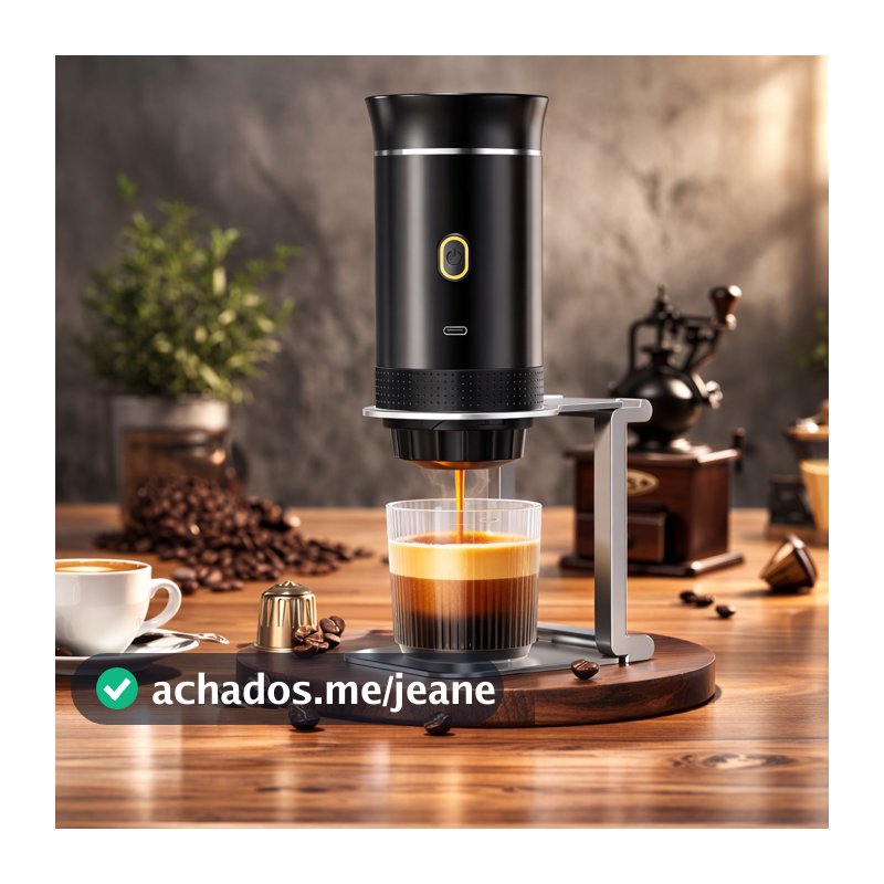 Máquina de Café Expresso Portátil 3 em 1 Elétrica Recarregável Compatível com Cápsulas e Café Moído Compacta