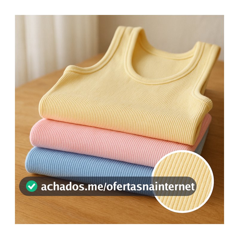 Regata Feminina Básica Algodão Premium Blusa Canelada Alça Larga Cores Tendência Verão