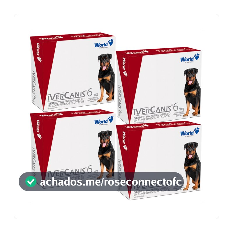 Kit 4 IverCanis 6mg para Cães de 30Kg - Blíster 4 Comprimidos