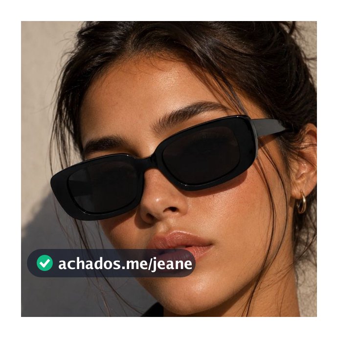 Óculos De Sol Feminino Retrô Quadrado Preto UV400 Fashion Blogueira Luxo Premium