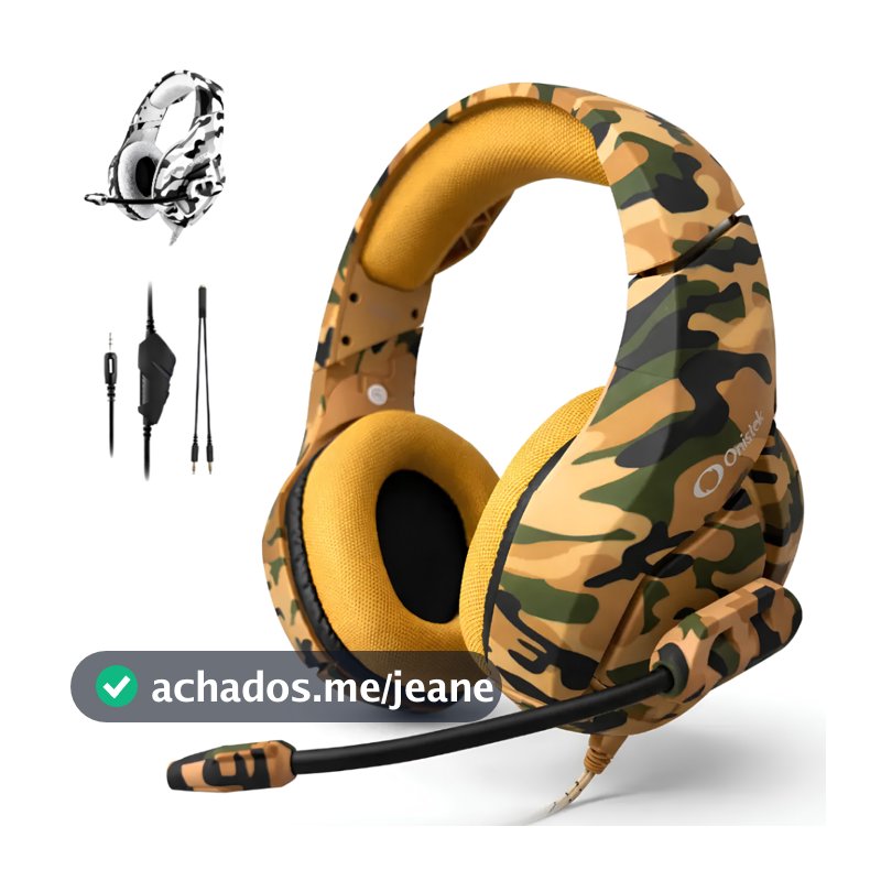 Fone Gamer Headset Camuflado Com Fio Estéreo Microfone USB P2 50mm Para Computer PS4 Xbox